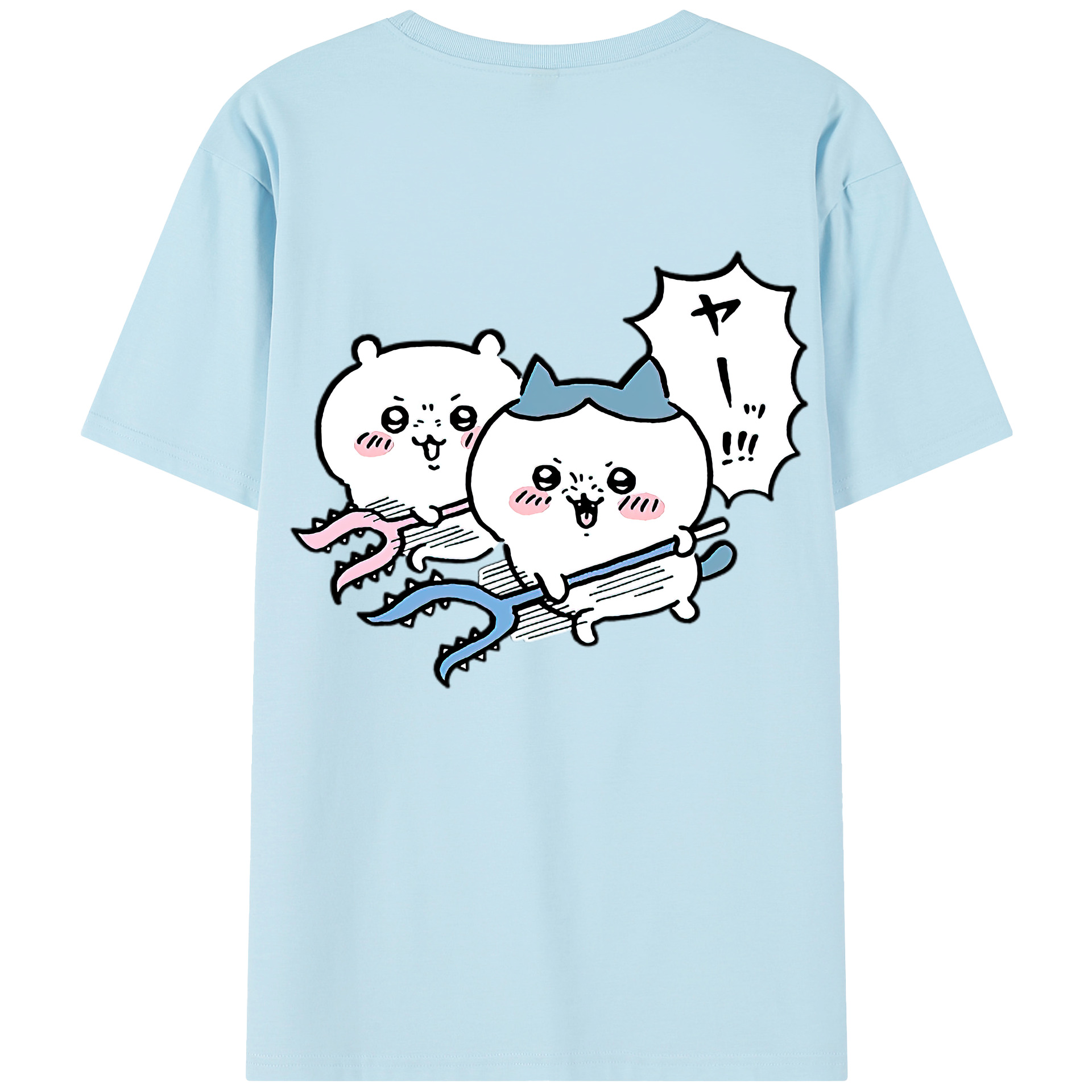 （画像用） ちいかわ ハチワレ Chii-kawa hachiware 綿100％半袖Tシャツ（背面プリント）